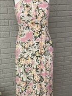 Ann Taylor Pink Floral Halter-Style Maxi Dress